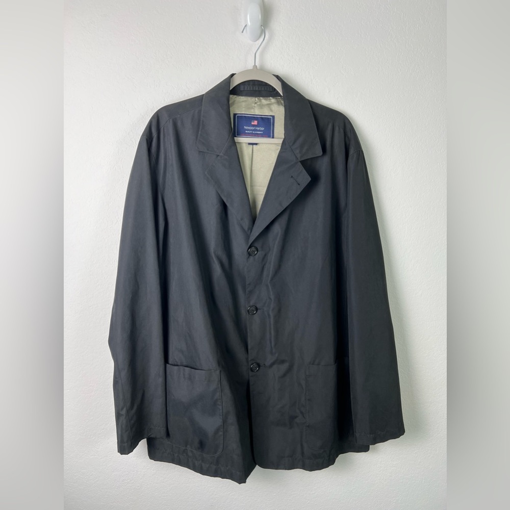 Newport Harbor Classic Black Rain Trench Coat Fall Travel Office